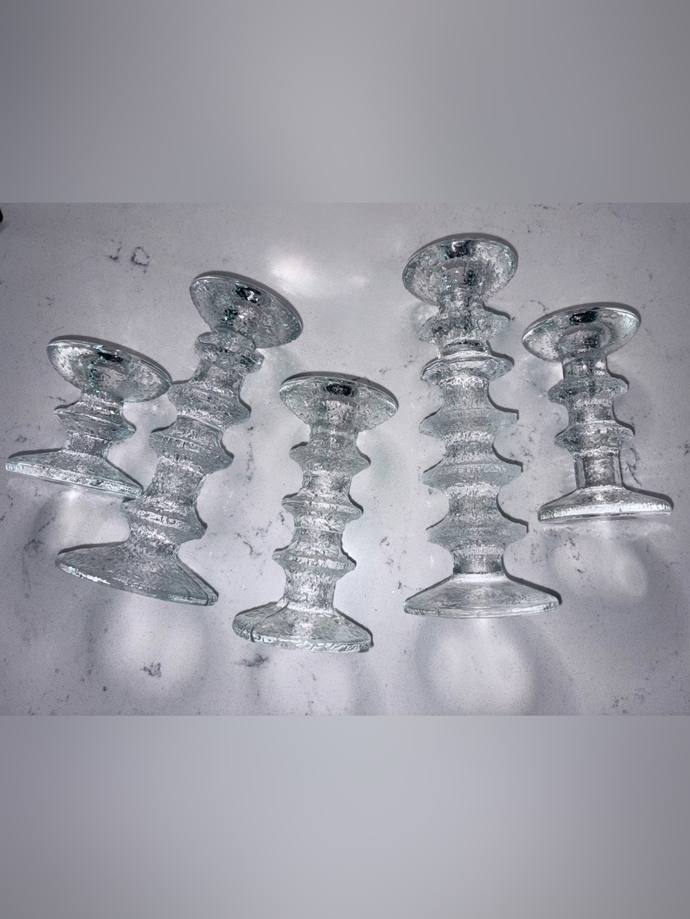 Festivo Textured Candle Holders Made in Finland  - Clear (Set of 5)